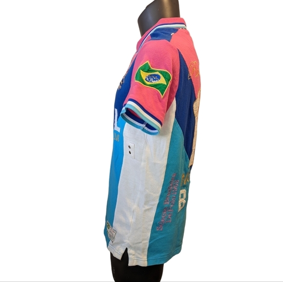 Men's Pink and Blue Polo Shirt - Picture 8 of 11